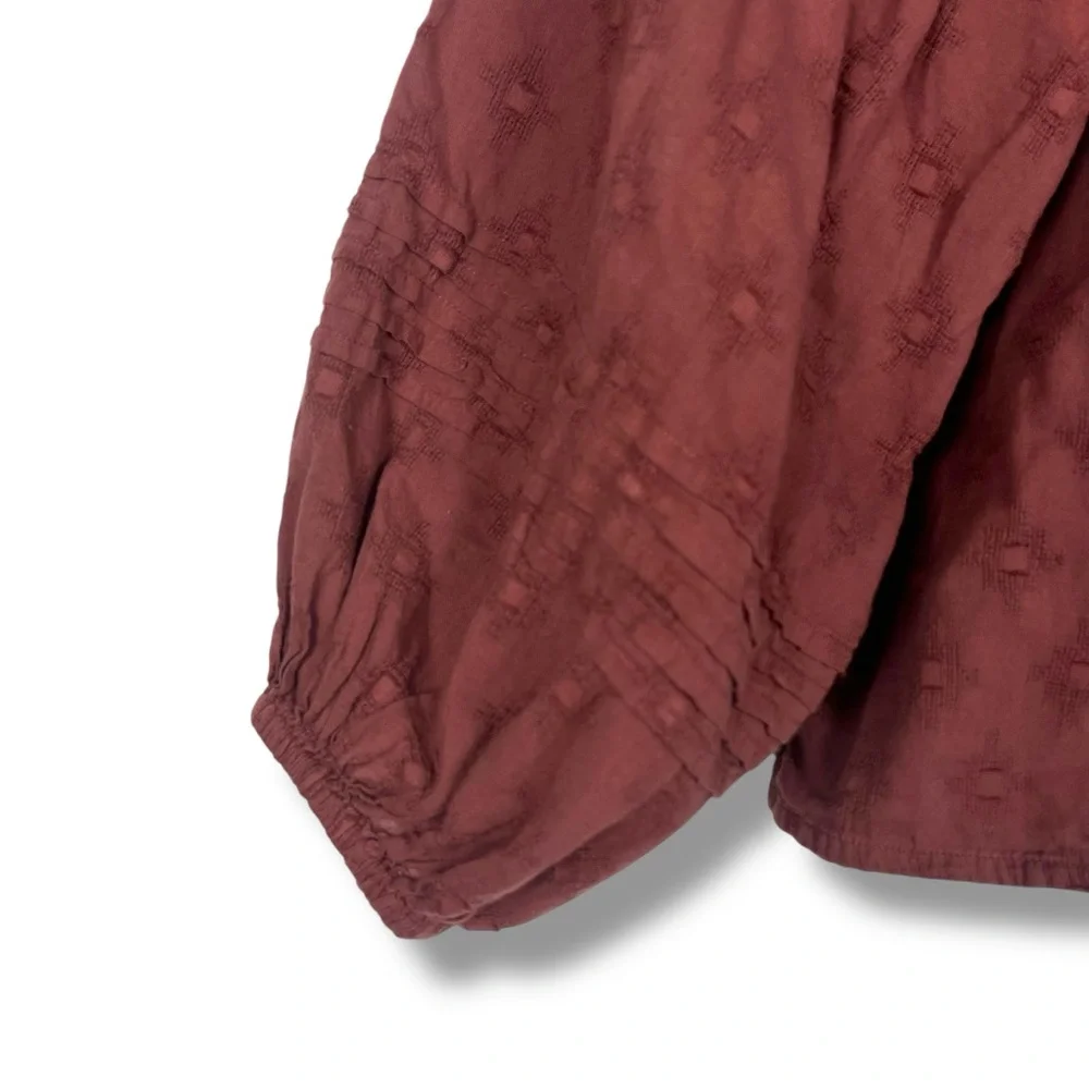 Anthropologie Cleobella Antonia Blouse Romantic Cottagecore XSP Sienna Brown - Picture 5 of 10